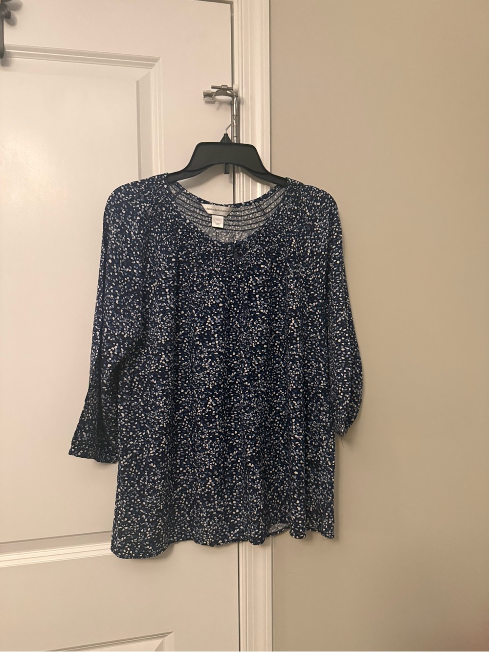 Christopher & Banks Navy Floral Scoop-Neck Tunic